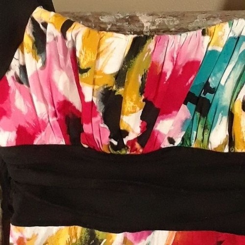 B.Smart Sleeveless Cotton Floral Sundress Size 4 Black Pink Blue - Picture 2 of 4