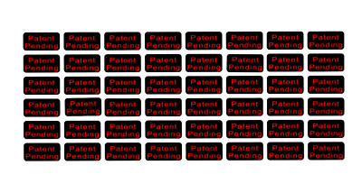 SPECIAL Patent Pending Stickers | size: 1'' x .5'' | quantity 48 decals per sheet