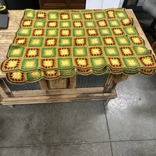 Vintage Colorful Granny Square “Roseanne” Afghan Lap Blanket Crocheted 65” X 38”
