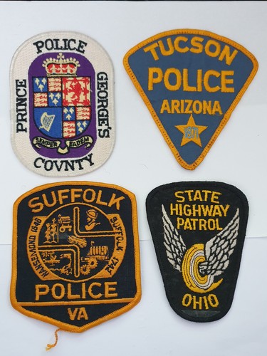 4 Obsolete USA police patches, 4 vintage and obsolete police patches