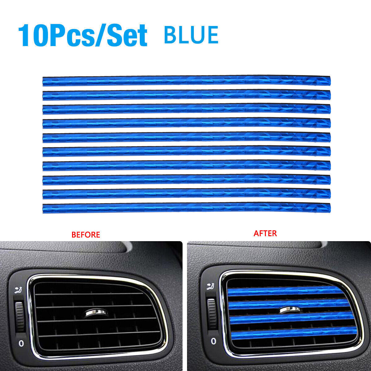 10x Car Auto Accessories Air Conditioner Air Outlet Decoration Strip