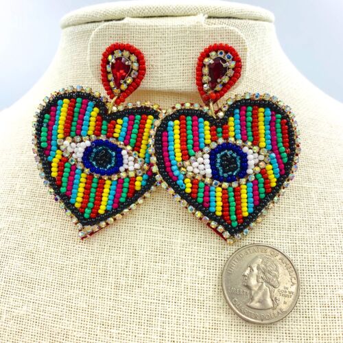 Evil Eye Rocailles Perlen Ohrringe - Stil 4, Perlen, Viola, in 2 Farben erhältlich - Bild 8 von 8