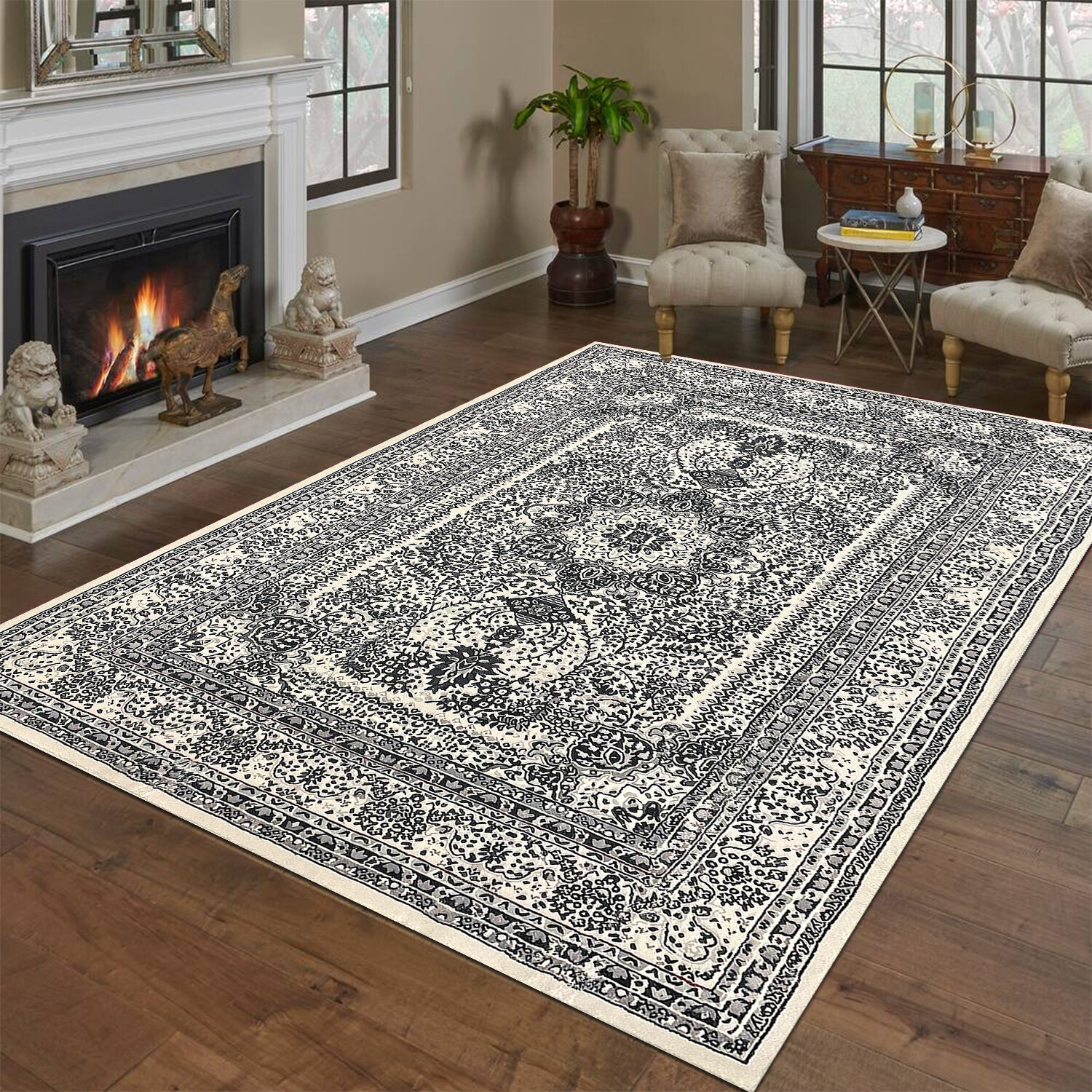 Luxury Non Slip Large Traditional Rugs Living Room Bedroom Rugs Hallway ...