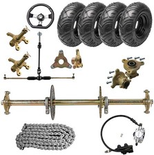 32" Go Kart Rear Live Axle Kit 6" 7" Wheels Front Steering Hub Cart Mini Bike