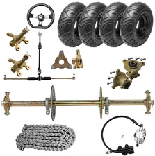 32" Go Kart Rear Live Axle Kit 6" 7" Wheels Front Steering Hub Cart Mini Bike