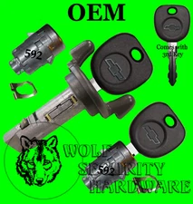 Silverado Others 2001 Ignition Key Switch Cylinder & Door Lock Set 3 Chevy Keys