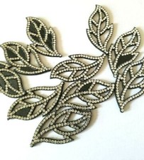 CraftbuddyUS 10pcs 2inch Clear/Black Leaf Rhinestone Gems, No Adhesive