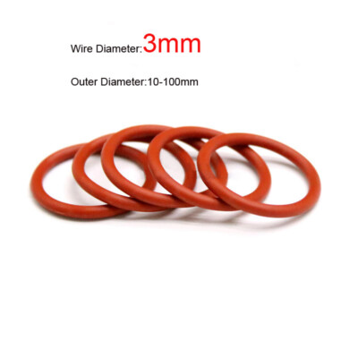 Silicon Rubber O Rings Seal Washer Outer Diameter 10~100mm x Wire Diameter 3mm