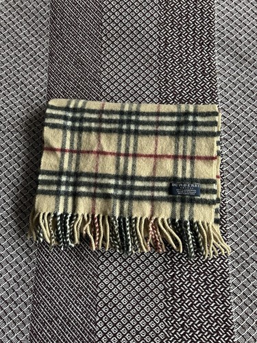 Burberry Genuine Vintage Nova Check Camel 100% Lambswool Winter Scarf Scarves - Picture 2 of 6