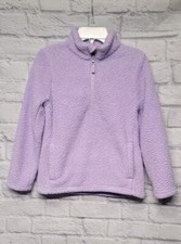 WONDER NATION M 7-8 GIRLS LAVENDER 1/4 ZIP POCKET FUZZY FAUX FUR PULLOVER TOP