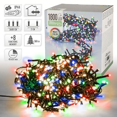 36m Cluster Lichterkette Weihnachten Timer Bunt Draht multicolor Licht 1800 LED