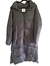 Firetrap Lightweight Black Longline Duvet Padded Coat With Hood Size 16