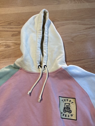 Teddy Fresh Color Block Hoodie Size Medium Pockets Urban Outfitters - Picture 3 of 6