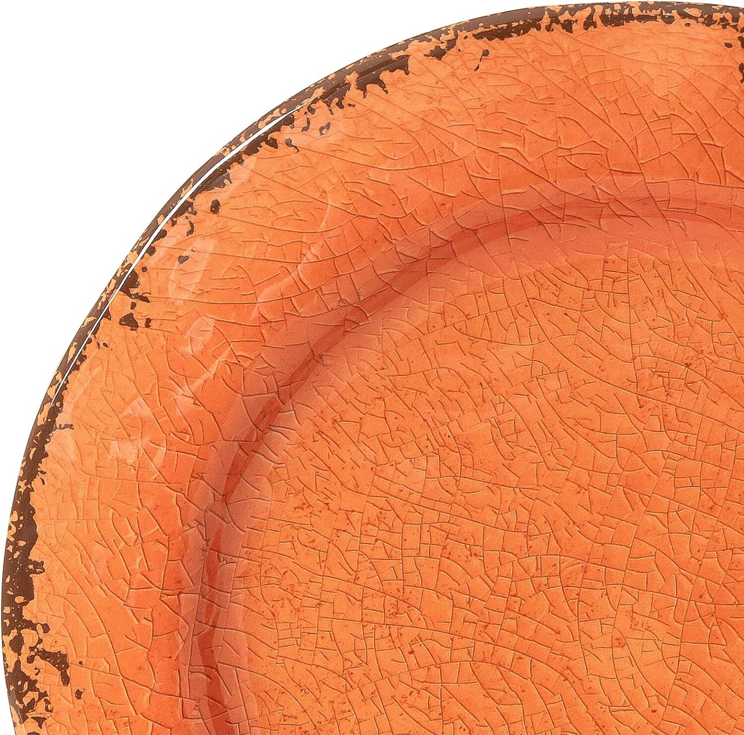 LEHAHA 12 Piece Crackle Lightweight Melamine Dinnerware Set-Service Orange 