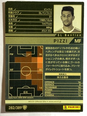 Pizzi WCCF PANINI soccer card Japan sports 282/389 2015-2016 rare
