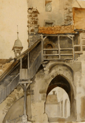 Staircase at Klingentor (Rothenburg) | Watercolour by Hans Werner Schmidt