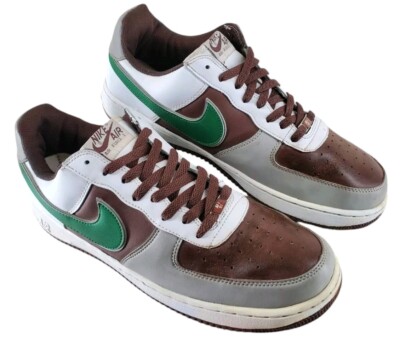 Nike Shoes Air Force 1 AF-1 '82 Low Sneakers Green Brown White Men 13 Vtg 2006