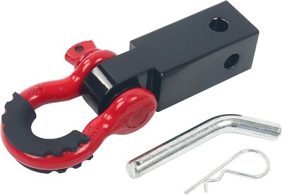 2inch Trailer Hitch Receiver w/ 5/8inch Hitch Pin and 3/4inch D Ring Bow Shackle