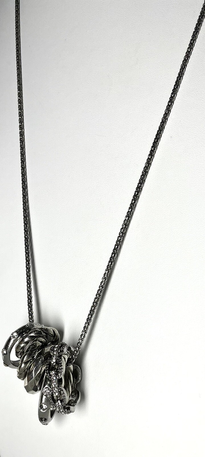 Silver Tone Cluster Circular Elements Chain State… - image 3