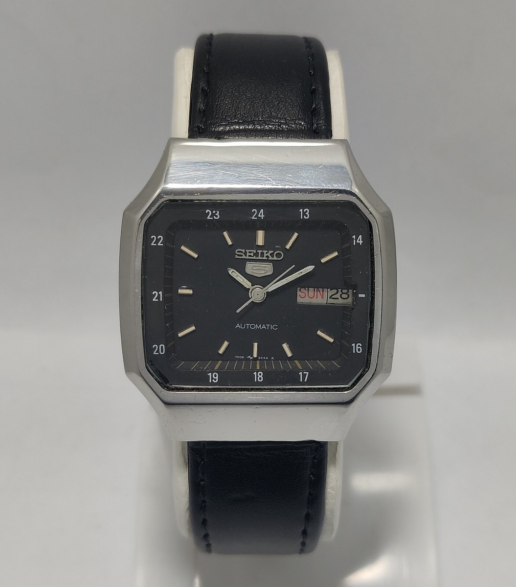 1981 Vintage Seiko 5 Railway Time Automatic 7009-202A Rare Japan