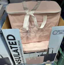 Keep Cool Insulated Reusable Shopping Bag Cooler Tote Pale PINK NEW RARE NWT