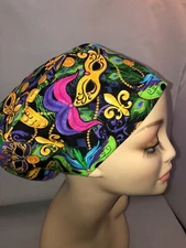 Euro Scrub Hat Mardi Gras Festival Party Surgical Cap CNOR CHEF CRNA New Orleans
