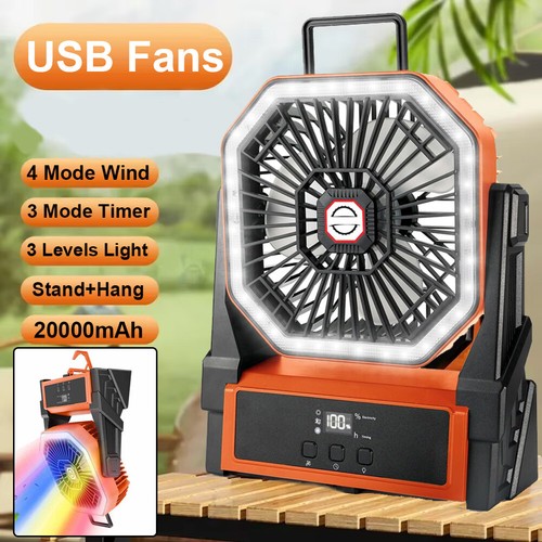 30000mAh Camping Fan with LED Lantern, Rechargeable Battery Operated Oscillating - Picture 2 of 10