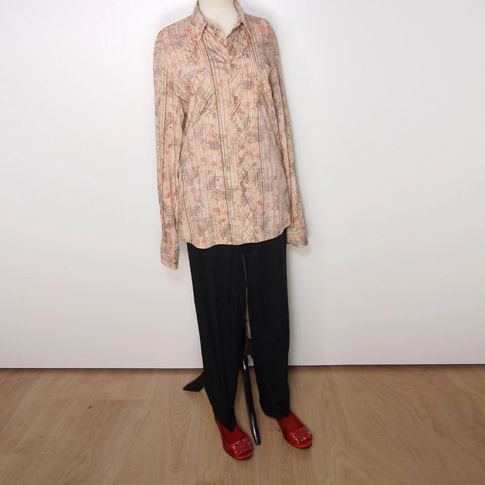 Cavalli Button Down Shirt Long Sleeve Viscose Blend Womens Size L US 12 IT 46 - Image 2 of 4