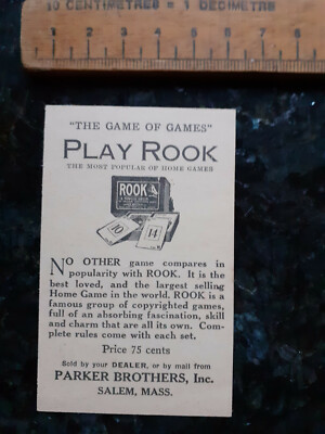 Vintage Kartenspiel Werbung Rook Pit Touring Parker Brothers Salem Mass.