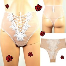 VICTORIA'S SECRET THONG PANTY DREAM ANGEL'S SHEER MESH HIGH WAIST size M 39.50