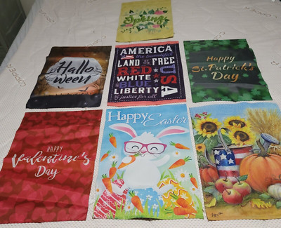 7 Art Flags 12 x 18'' Porch Garden Easter Halloween Fall St Patty Valentine USA
