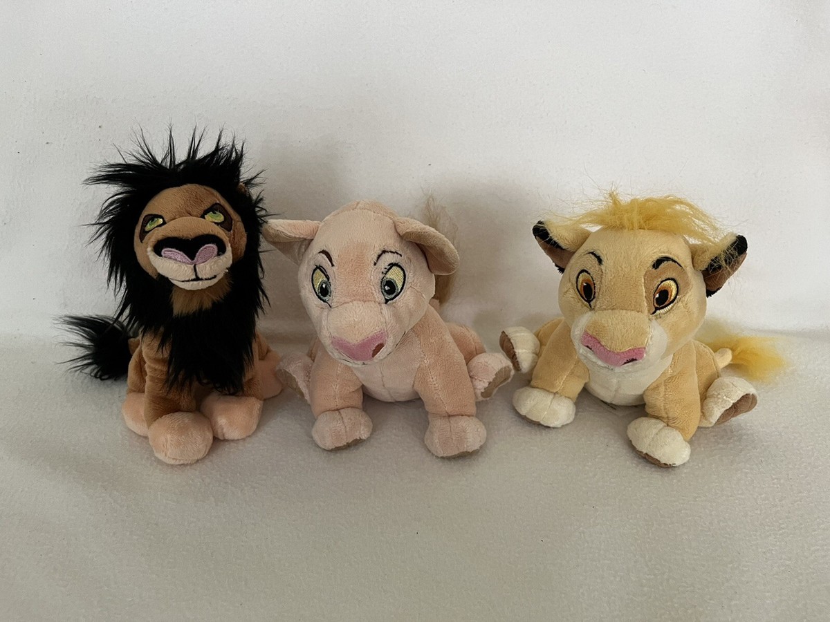 Disney Store The Lion King Simba Nala Scar Mini Bean Bag Plush Toys Lot Of