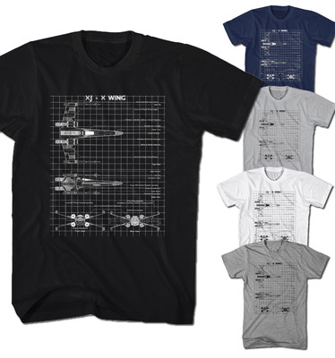 Mens Blueprint Star Pilot X-Wing Wars Movie T-Shirt New S-5XL XW2316
