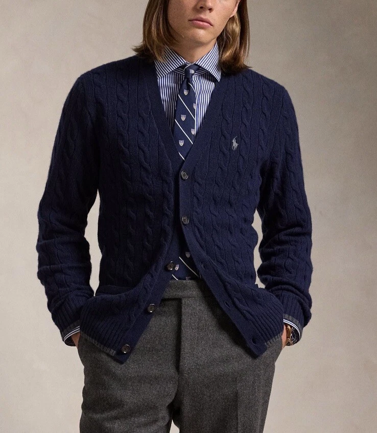 $198 Polo Ralph Lauren Men’s Cable-Knit Wool-Cashmere Cardigan Sweater Navy M
Opens in a new window