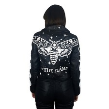 Deaths Head Moth - Custom Painted Faux Leather Jacket Ooak – Alt Goth Witch