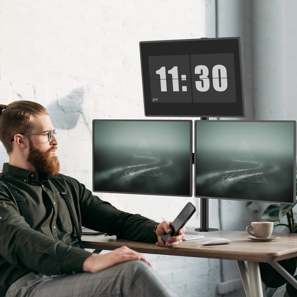 Triple Monitor Mount for 13-27 inch Computer Screens, 3 Monitor Desk Mount, H... - Image 2 of 4