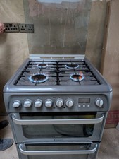 Hotpoint HUD61G S 60cm Freestanding Natural Gas Cooker 4 Burner 2 Oven Grill