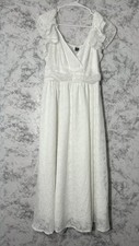 Shein Woman Sweetheart Sleeveless Floral White Dress, Sz L EUC
