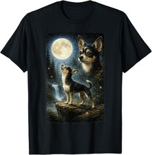 Divertida Camiseta de Regalo Chihuahua Diseño Artístico Chihuahua Aullando a la Luna S-4XL