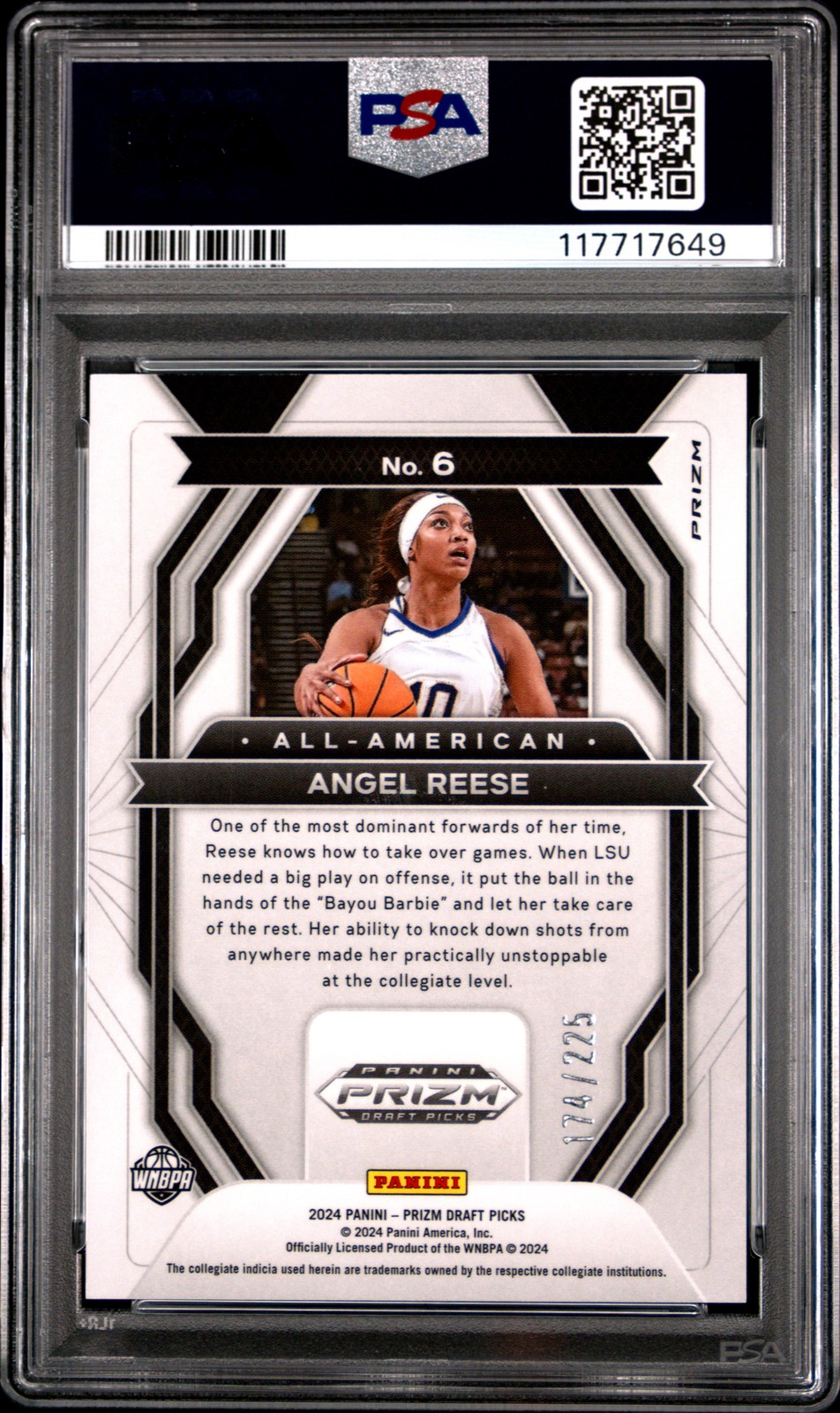 2024 Panini Prizm Draft Picks Angel Reese All-American Red /225 Seismic PSA 10 view 2