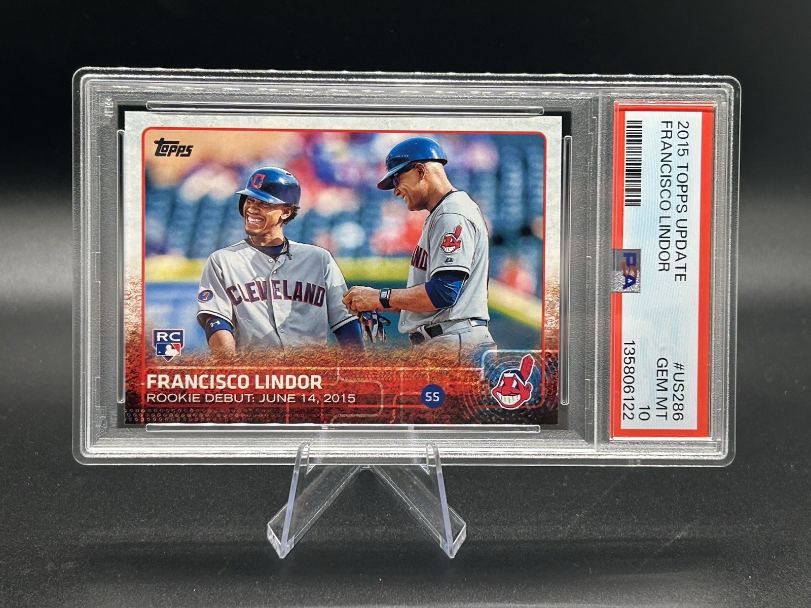 2015 TOPPS UPDATE #US286 FRANCISCO LINDOR RC PSA 10 GEM MT INDIANS