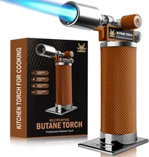 RAVS Butane Torch Lighter, Kitchen with Adjustable Hazelnut Brown 