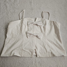 Future Collective White Solid Bustier Corset Top Womens XL Spaghetti Straps Bow