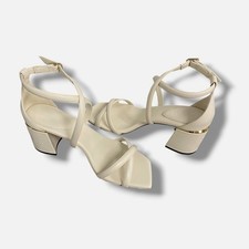 Jimmy Choo Women's White Leather Rheea Crisscross Block-Heel Sandals Size 36.5