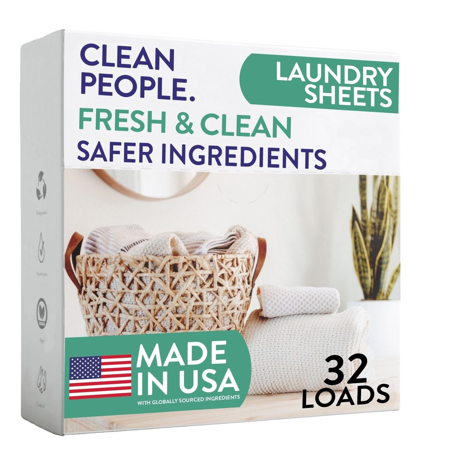 The Clean People Laundry Detergent Sheets - Soap - Ultra 32 Count