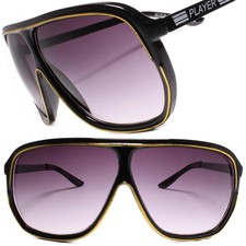 Classic Swag Hip Hop Player Mens Womens 80s 90s Oversized Black Sunglasses