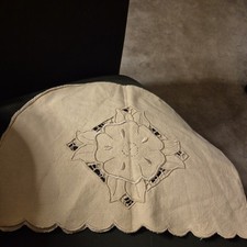 Vintage 30s 40s Cream  Linen Tea Cosy with a floral theme unused