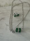 Vintage Sterling Silver Chain Necklace With Jade Pendant And Earrings — photo 4