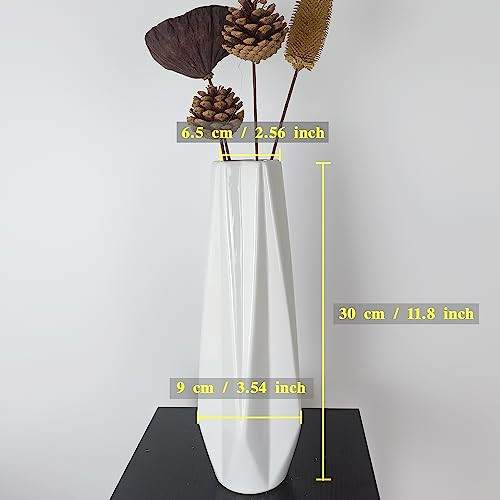 12Inch Tall Vase White Ceramic Flower Vase,Home Decor White Vase for Pampas - Picture 3 of 7