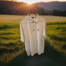 FootJoy FJ White Blue Peach Floral XL Men's Golf Polo Shirt Short Sleeve